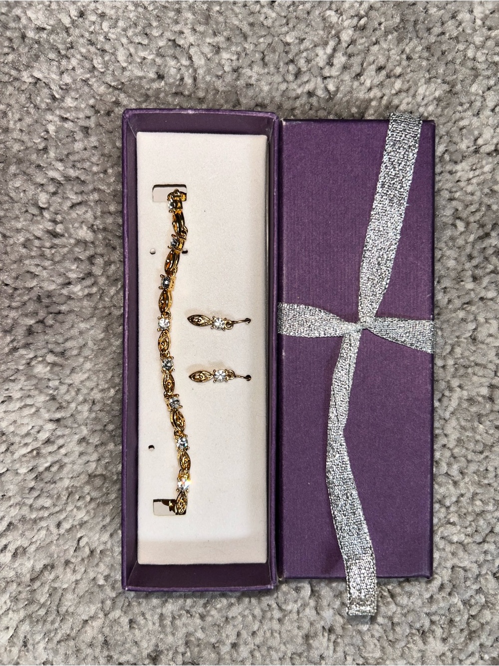 Gold Crystal Bracelet and Earring Set - Gold Jewelry